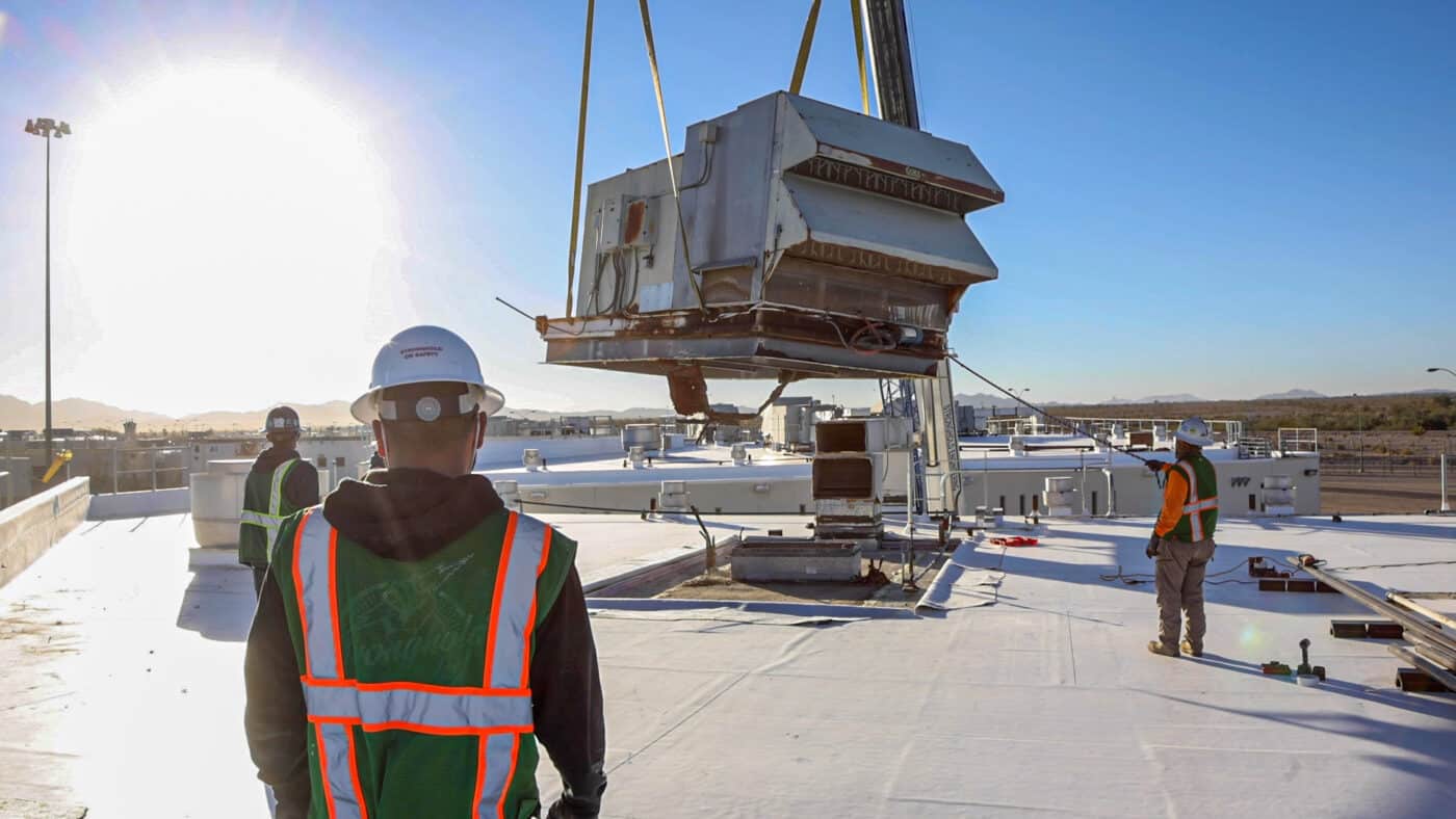 men working on construction site